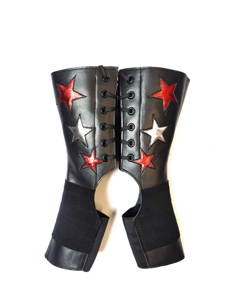 SHORT Stardust Aerial boots w/ Silver & Red Stars + Grip Panel