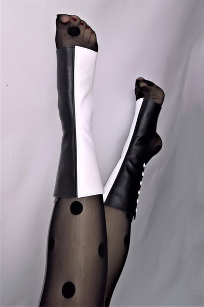 SAMPLE SALE - 2-Tone Aerial Boots in Black & White