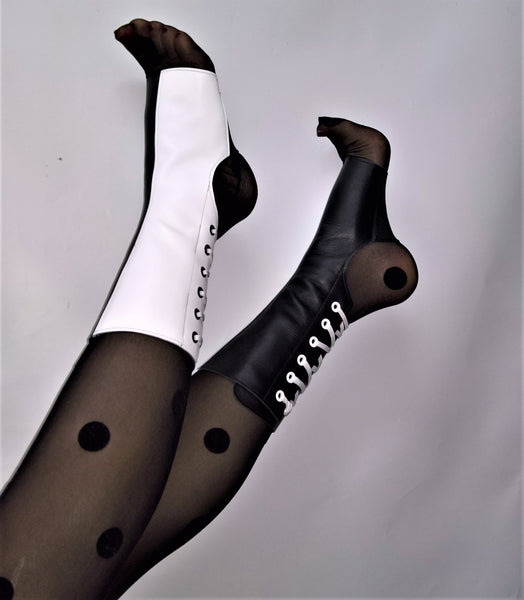 SAMPLE SALE - 2-Tone Aerial Boots in Black & White