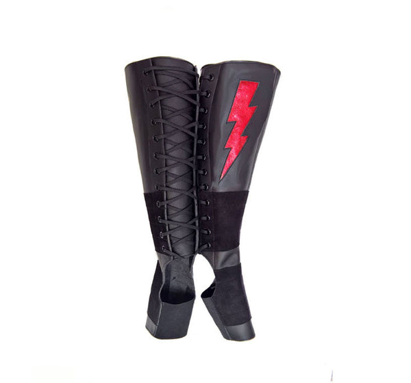 Black Aerial boots w/ Red metallic ZIGGY Bolt + Suede Grip