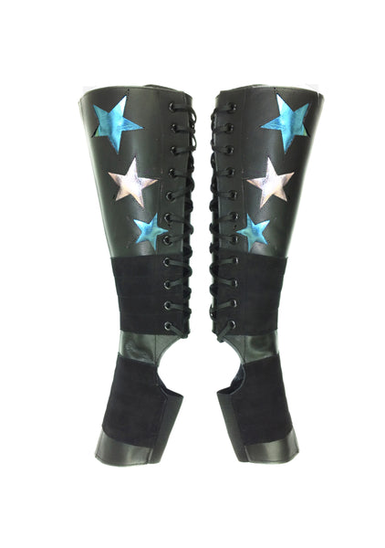 Stardust Aerial boots w/ Silver & LIMITED EDITION Blue Metallic Stars + Grip Panels