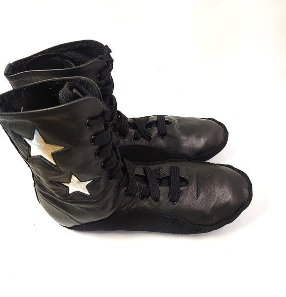 SAMPLE SALE - Black Tightrope Boots w/ Silver Stars UK 3.5