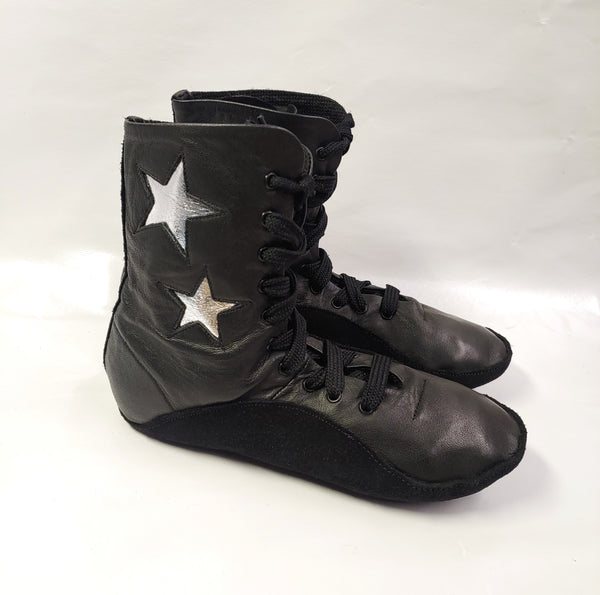 SAMPLE SALE - Black Tightrope Boots w/ Silver Stars UK 3.5