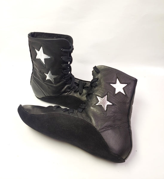 SAMPLE SALE - Black Tightrope Boots w/ Silver Stars UK 3.5