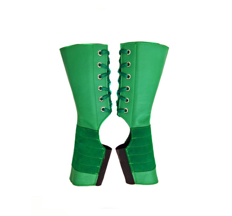 SHORT Aerial boots in JADE GREEN leather
