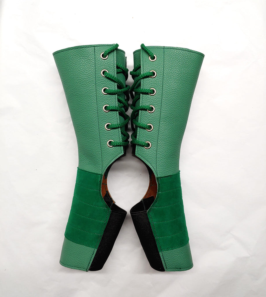SHORT Aerial boots in JADE GREEN w/ 2 Suede Panels