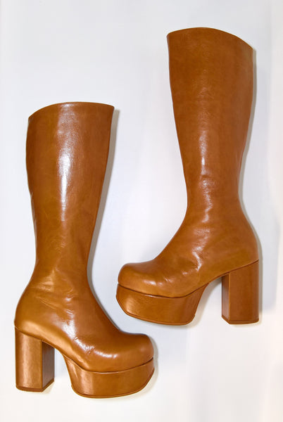 Platform Knee Boots Caramel