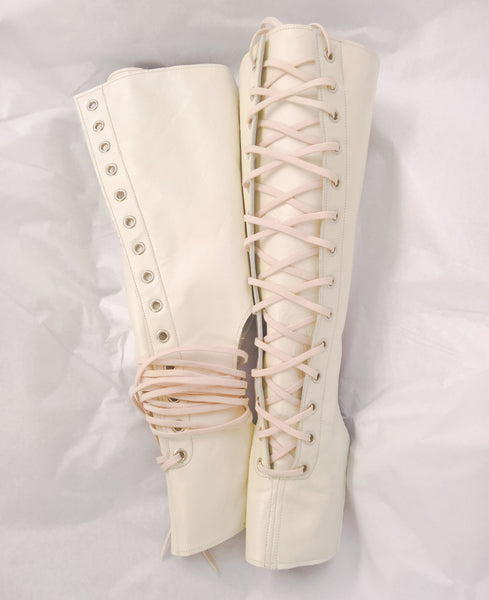 Front Lacing Pearl Cream Aerial Boots