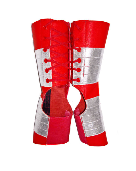 Short RED Aerial Boots & SILVER suede panels