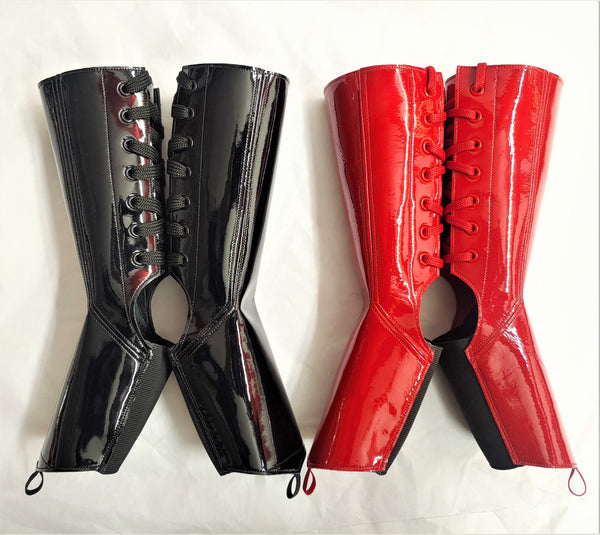 Red patent POLE DANCE & Aerial boots w/ TOE SLING