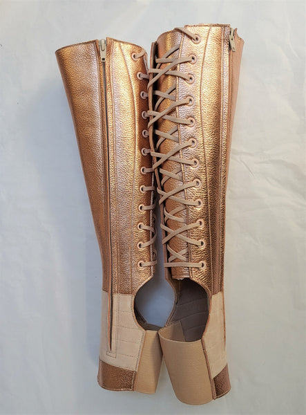 Rose Gold Aerial Boots w/ inside ZIP w/ Suede Grip option