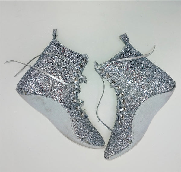 SAMPLE SALE - Silver Glitter Tightrope Boots UK 5 /US 7.5