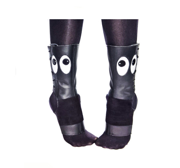 "Peekaboo" Short Black Aerial boots w/ eyes