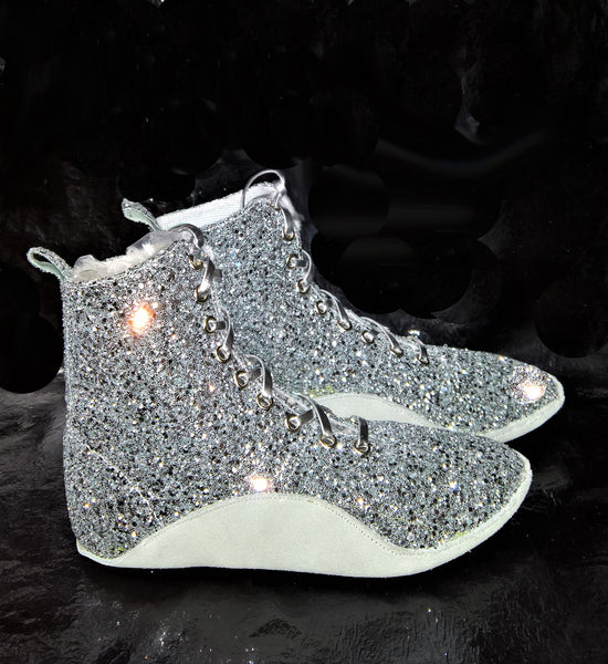 SAMPLE SALE - Silver Glitter Tightrope Boots UK 5 /US 7.5