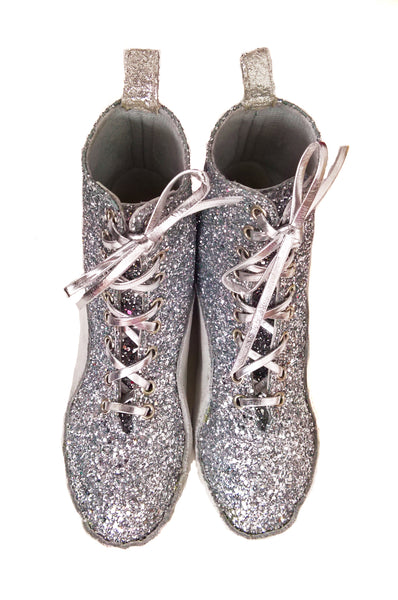 SAMPLE SALE - Silver Glitter Tightrope Boots UK 5 /US 7.5