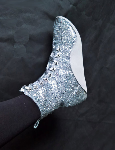 SAMPLE SALE - Silver Glitter Tightrope Boots UK 5 /US 7.5
