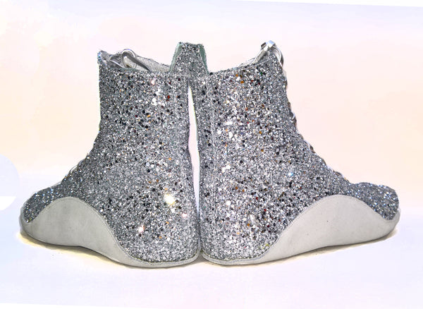 SAMPLE SALE - Silver Glitter Tightrope Boots UK 5 /US 7.5
