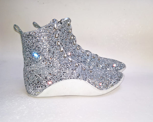 SAMPLE SALE - Silver Glitter Tightrope Boots UK 5 /US 7.5