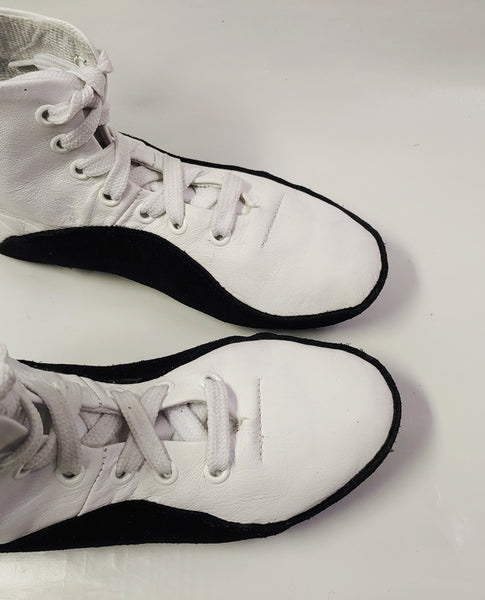 SAMPLE SALE - White Tightrope Ankle Boots w/ BLACK Soles UK 3.5
