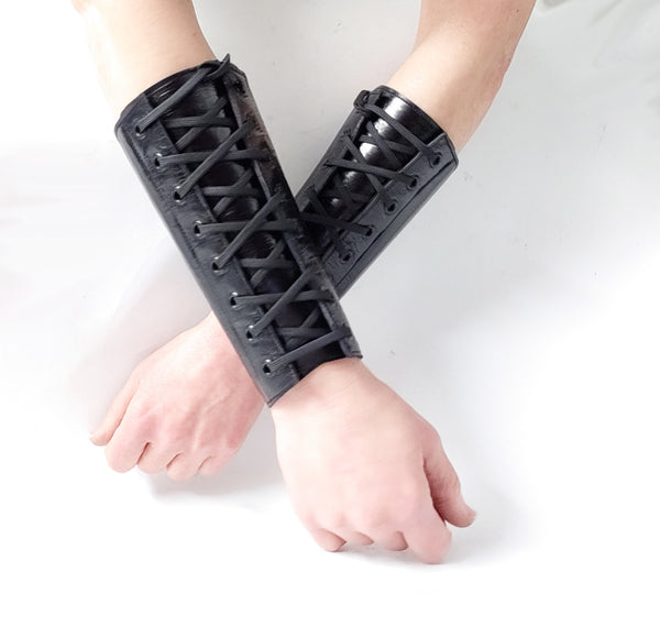 BLACK Leather cuff style Gauntlets