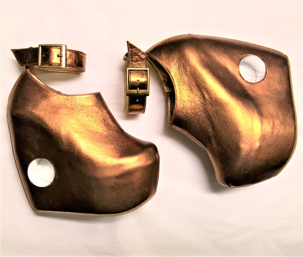 PEEPHOLE Platform Shoes - Bronze Leather & Perspex hole