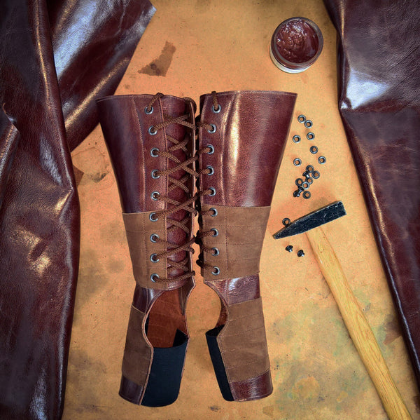 BROWN Leather Aerial boots w/ Suede Grip
