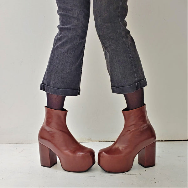 Chestnut Brown Platform Ankle Boots