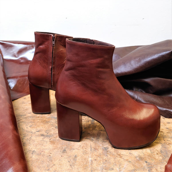 Chestnut Brown Platform Ankle Boots