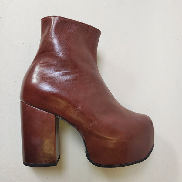 Chestnut Brown Platform Ankle Boots