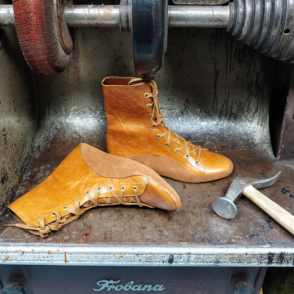 CUSTOM MADE Tan Leather Tightrope Boots