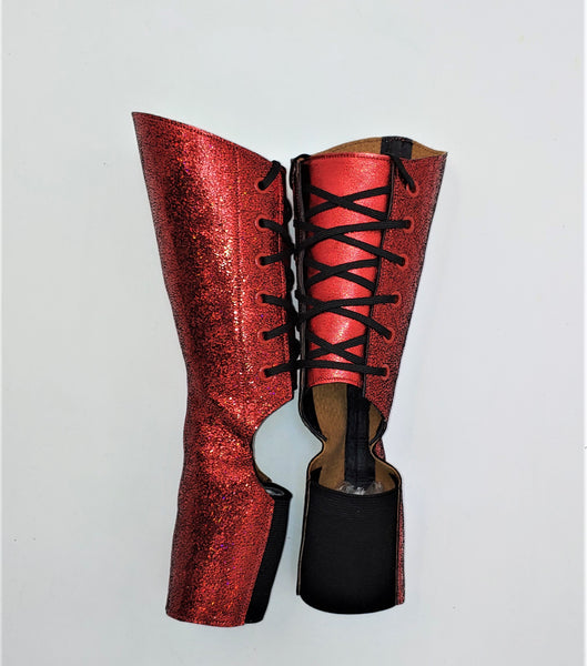 SAMPLE SALE - Red GLITTER Leather Gaiters *UNIQUE* Pair