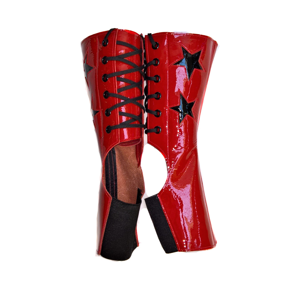SAMPLE SALE - Red Patent Pole & Aerial Boots w/ STARS