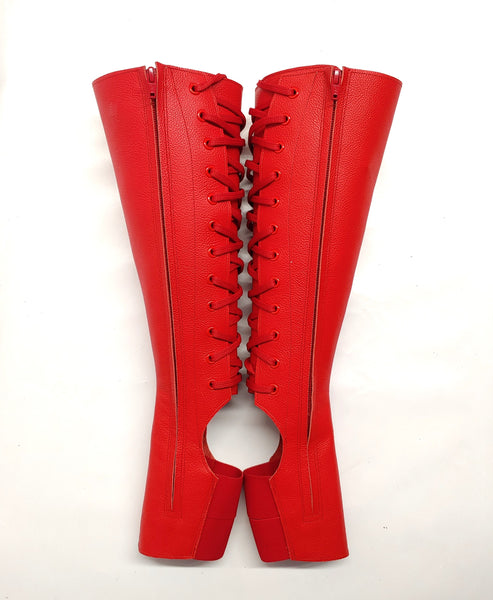 RED Aerial boots w/ inside ZIPS