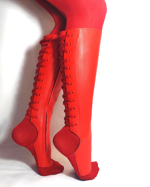 RED Aerial boots w/ inside ZIPS