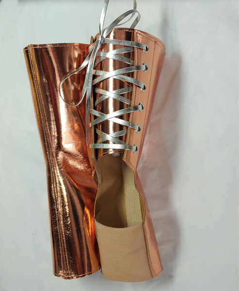 ROSE GOLD mirror-metallic Short Aerial gaiters