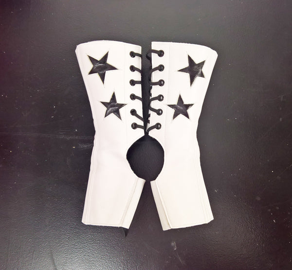 SHORT White Aerial boots w/ Black Stars