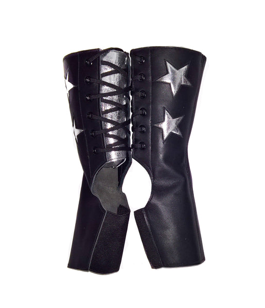 SHORT Black Aerial boots w/ 2 Silver Stars + back