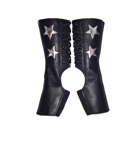 SHORT Black Aerial boots w/ 2 Silver Stars + back