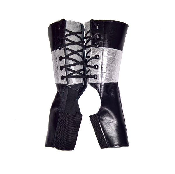 Short Black Aerial boots w/ SILVER Suede panel & Back
