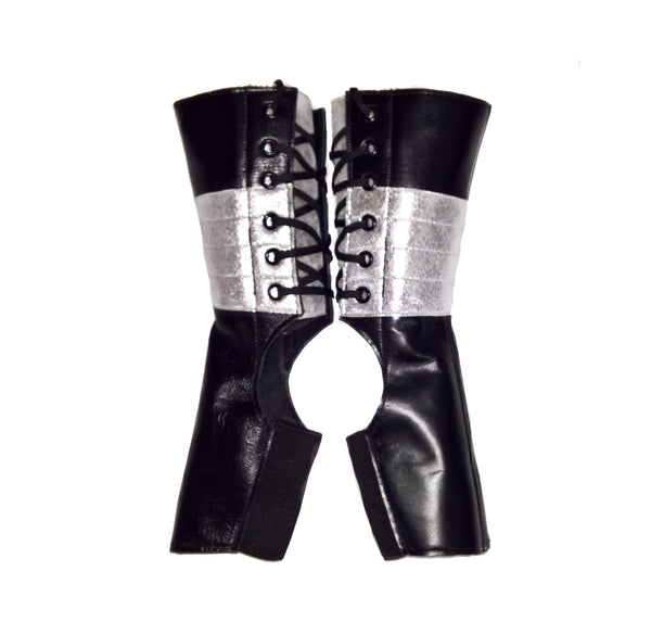 Short Black Aerial boots w/ SILVER Suede panel & Back