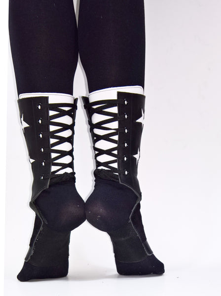 Short Black Aerial boots w/ White STARS and Back panel