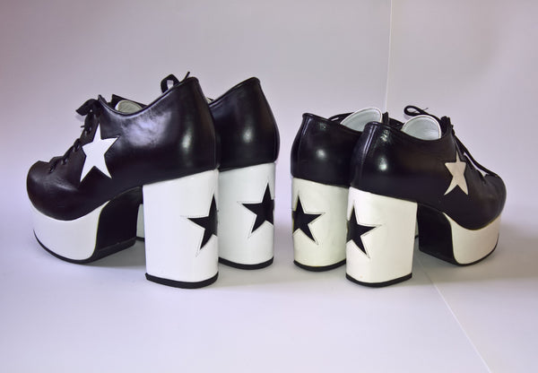 STARDUST Platform Shoes - Black with White Stars