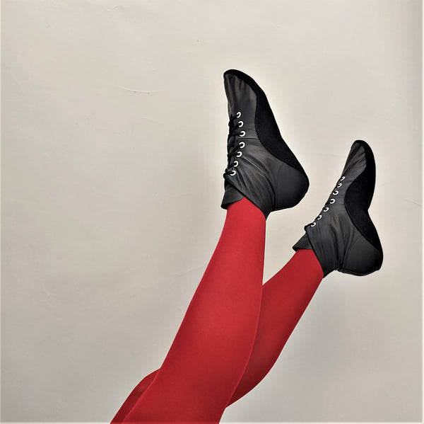SAMPLE SALE - Black Tightrope Ankle Boots w/ WHITE eyelets UK 6 /US 8